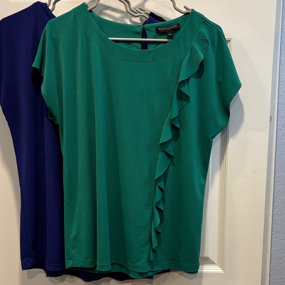 Banana Republic Women's Ruffle Blouses - Blue, Black, Green - Picture 8 of 9